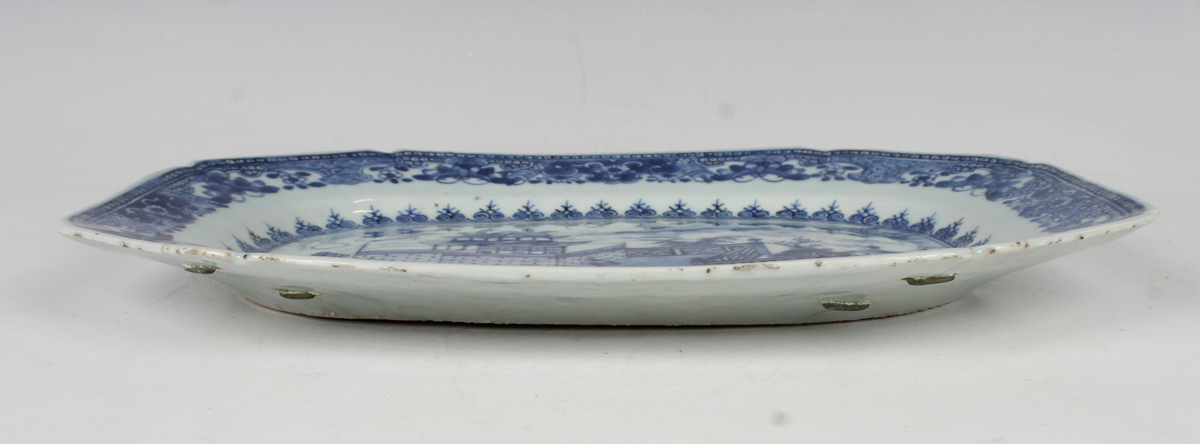 A group of six Chinese blue and white export porcelain meat dishes, Qianlong period, comprising four - Image 13 of 44