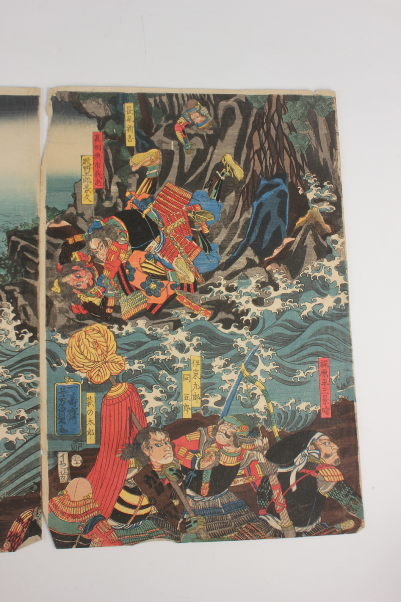 Utagawa Kuniyoshi (1797-1861) - a Japanese woodblock oban tateye print depicting the Conference of - Image 4 of 13