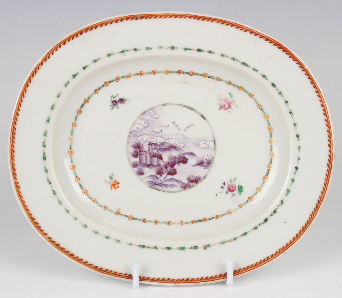 A small group of Chinese export porcelain, Qianlong period, comprising a pair of oval dishes, length - Image 19 of 23