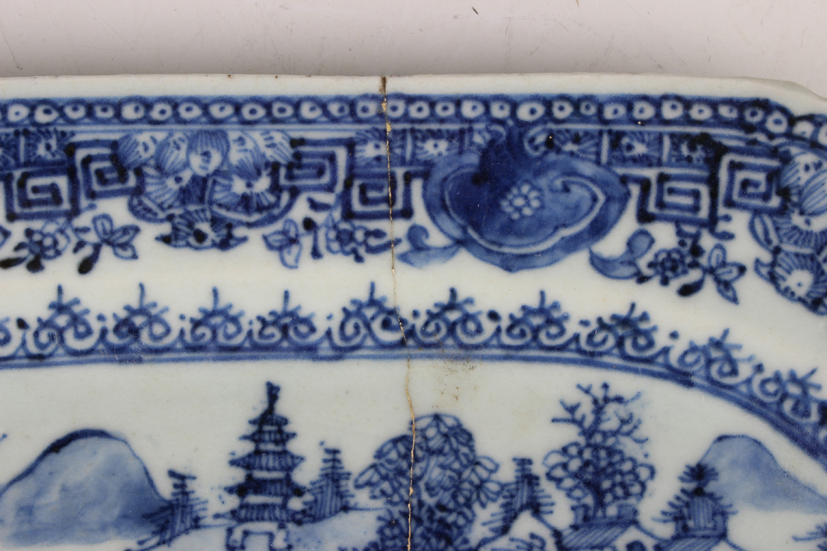 A group of six Chinese blue and white export porcelain meat dishes, Qianlong period, comprising four - Image 6 of 44