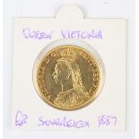 A Victoria Jubilee Head two pounds 1887.Buyer’s Premium 29.4% (including VAT @ 20%) of the hammer