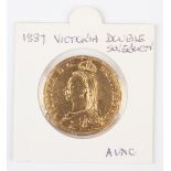 A Victoria Jubilee Head gold two pounds 1887 (edge knocks).Buyer’s Premium 29.4% (including VAT @