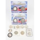 A collection of American silver dollars and commemorative issues, including a slabbed NGC Walking