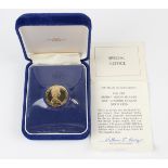 An Elizabeth II Franklin Mint British Virgin Islands gold one hundred dollars 1975, cased and sealed