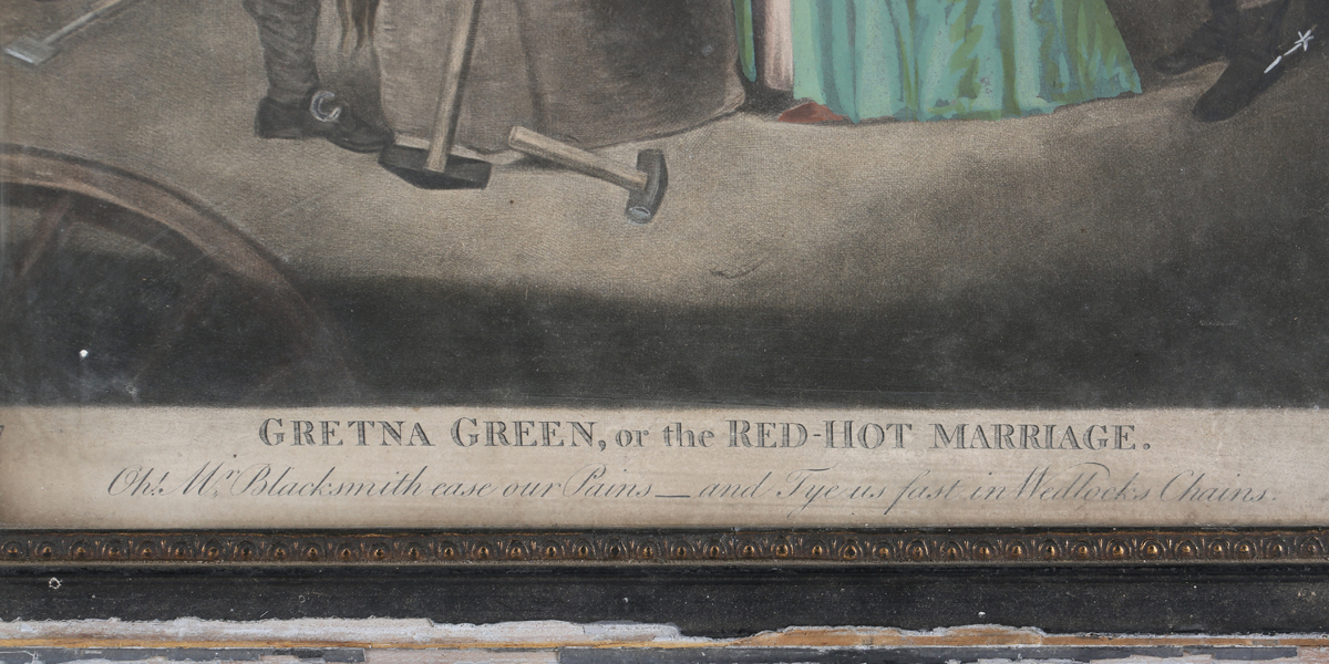 British School - 'Gretna Green, or the Red-Hot Marriage', 18th century mezzotint with hand- - Image 9 of 10