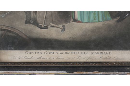 British School - 'Gretna Green, or the Red-Hot Marriage', 18th century mezzotint with hand- - Image 9 of 10