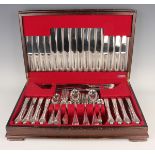 A 20th century canteen of plated Queen Anne pattern cutlery by James Dixon & Sons Ltd for Harrods,