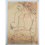 Jean Negulesco - Figure Studies, two 20th century felt pen, both signed and dated '59, each sheet