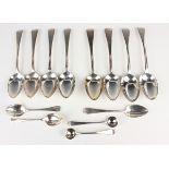A set of four George III silver Old English pattern dessert spoons, London 1809 by William Eley I,