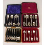 A set of six Edwardian silver Albany pattern coffee spoons, Birmingham 1904, cased, together with