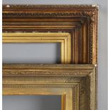 A 19th century gilt composition frame of wide section, with egg and dart moulding, rebate 77cm x