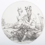 Stephen Gooden - The Satyrs, engraving on F.J. Head watermarked laid paper, signed and dated 1937 in