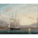 British School - Sailing Vessel moored in an Estuary, late 19th/early 20th century oil on canvas,