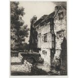 Stanley Anderson - 'Ightham Mote, Kent (East Front)', etching on laid paper, signed in pencil and