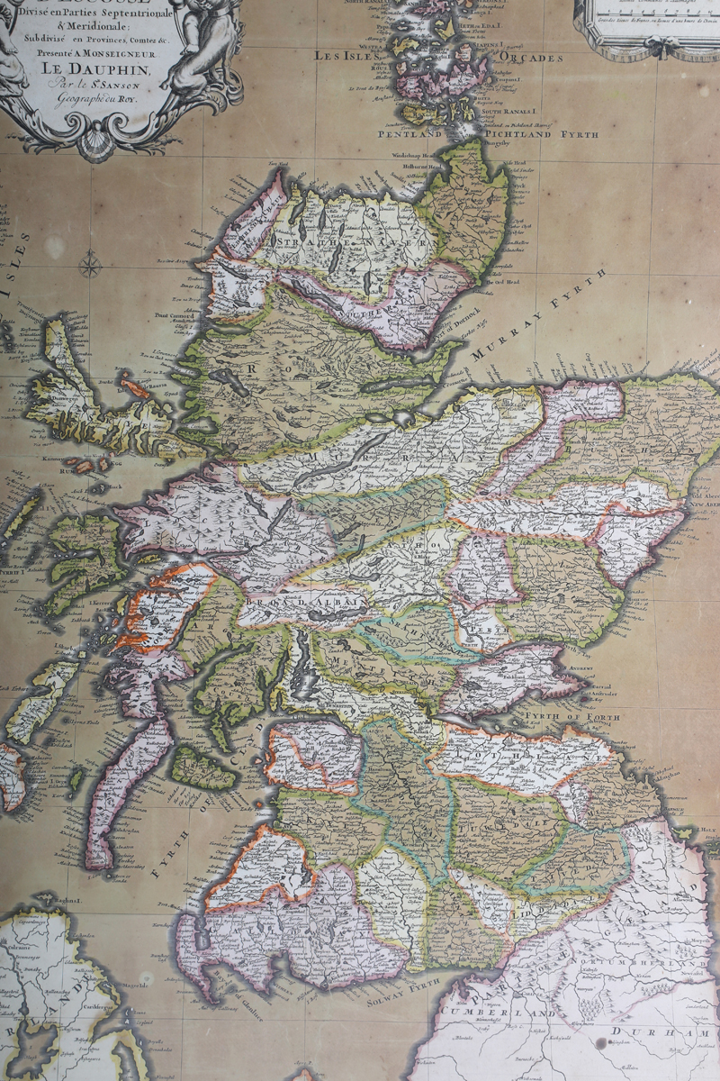 Hubert Jaillot (publisher) - 'Le Royaume d'Escosse' (Map of Scotland), 17th century engraving with - Image 3 of 5