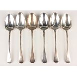 A set of six William IV silver Old English pattern dessert spoons, London 1835 by Jonathan Hayne,