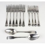 A set of six George III Irish silver Hanoverian pattern table forks, Dublin 1812 by Richard