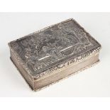 A rare William IV silver rectangular snuff box, the hinged lid cast in relief with the scene of '