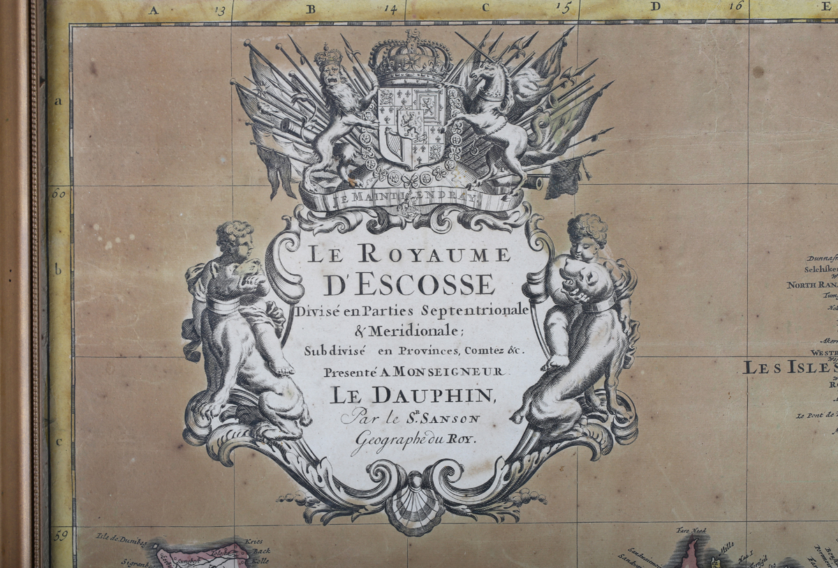 Hubert Jaillot (publisher) - 'Le Royaume d'Escosse' (Map of Scotland), 17th century engraving with - Image 4 of 5