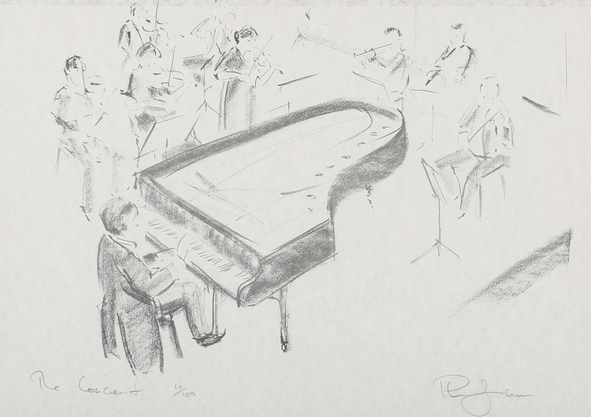 Phil Johns - 'Symphony' and 'The Concert', a pair of 20th century monochrome prints, signed and - Image 7 of 12