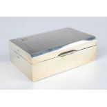 A George VI silver rectangular engine turned cigarette box, Sheffield 1948 by Walker & Hall,