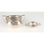 A late Victorian silver two-handled cushion shaped sugar bowl with gadrooned rim, Sheffield 1898