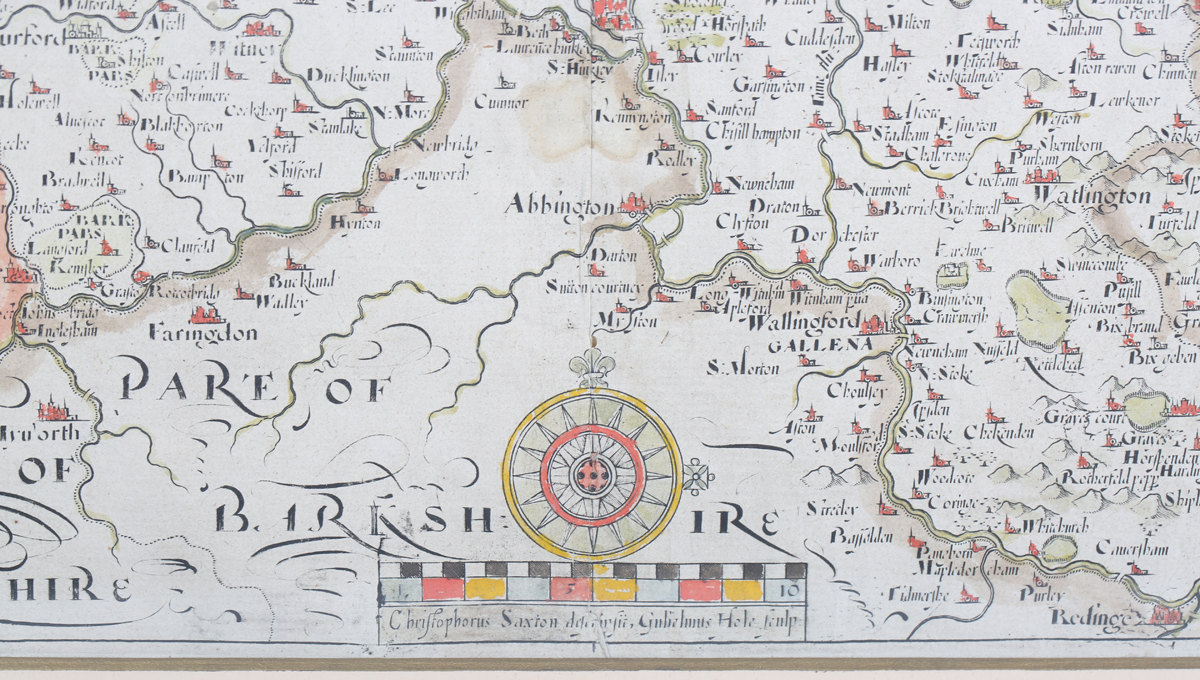 William Hole, after Christopher Saxton - 'Oxoniensis Comitatu' (Map of Oxfordshire), 17th century - Image 3 of 6