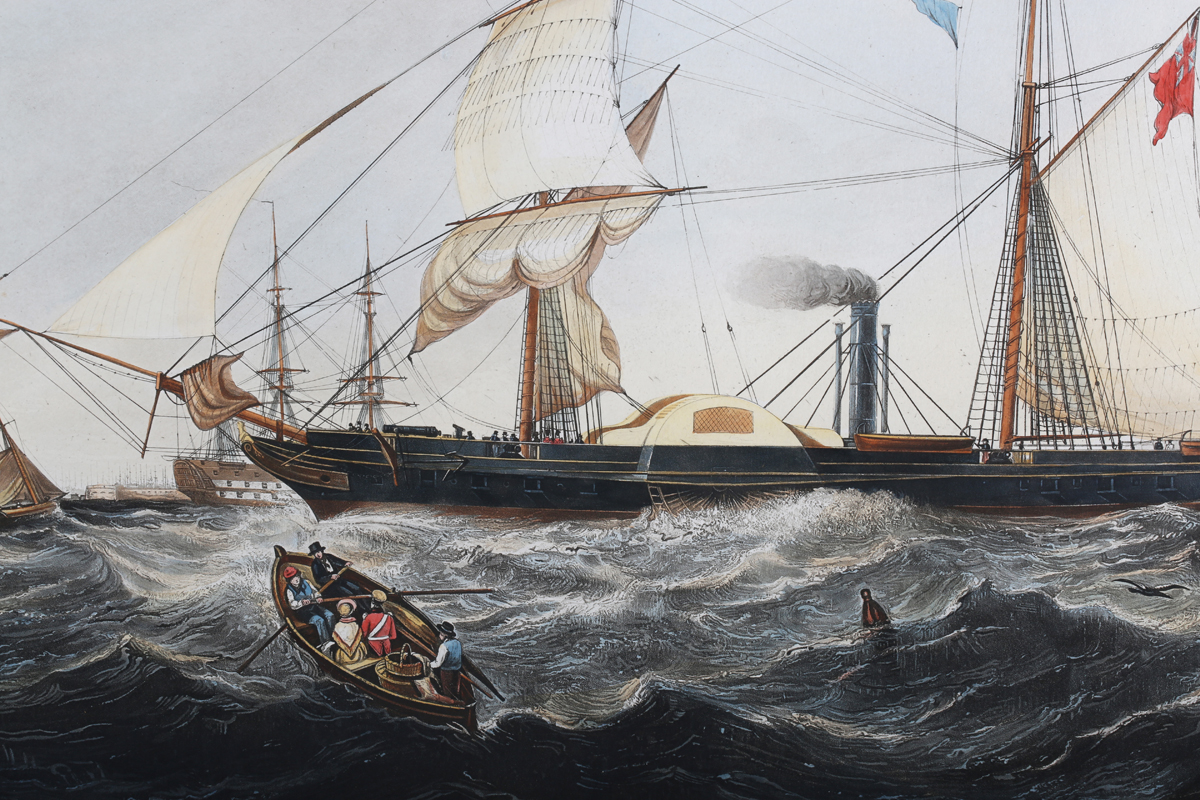 H. Papprill, after Knell - 'This View of Her Majesty's Steam Frigate Cyclops, off Spithead, under - Image 10 of 14