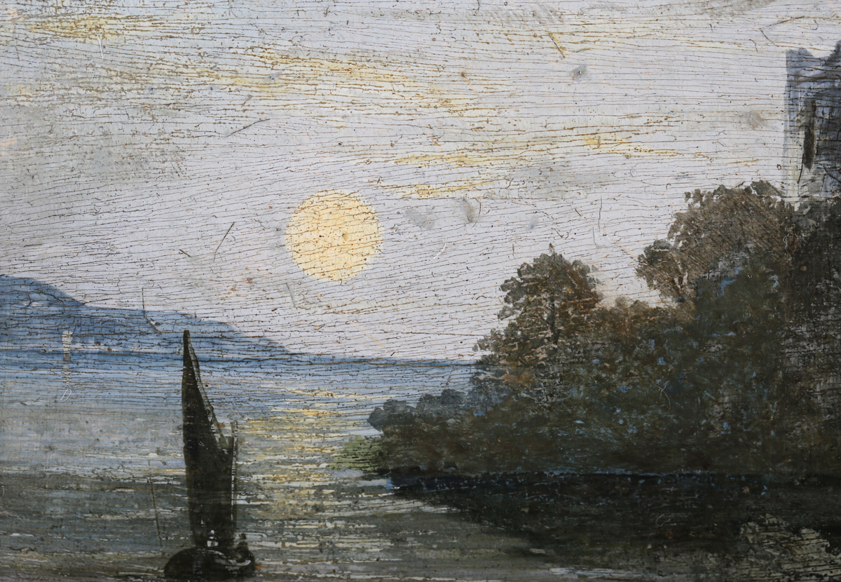 W. Ward, British School - Moonlight View of an Estuary with Castle and Sailing Vessel, and A View of - Image 8 of 11