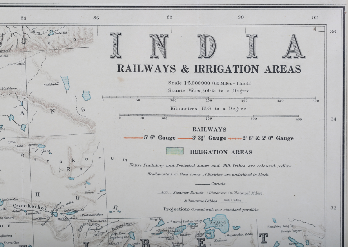 George Philip & Son (publisher) - 'India Railways & Irrigation Areas', colour lithograph from the ' - Image 8 of 12