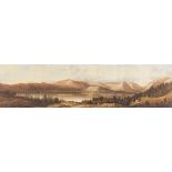 Attributed to George Edwards Hering - Lake Panorama, probably Derwentwater, 19.5cm x 79cm, within