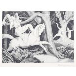 Stephen Gooden - Hunting Scene in a Forest, engraving on cream wove paper, signed and dated 1923