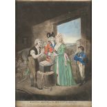 British School - 'Gretna Green, or the Red-Hot Marriage', 18th century mezzotint with hand-