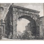 Luigi Rossini - 'Veduta dell'Arco di Gallieno', 18th century etching with engraving on laid paper,