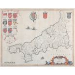 Joan Blaeu - 'Cornubia Sive Cornwallia' (Map of the County of Cornwall), 17th century engraving with