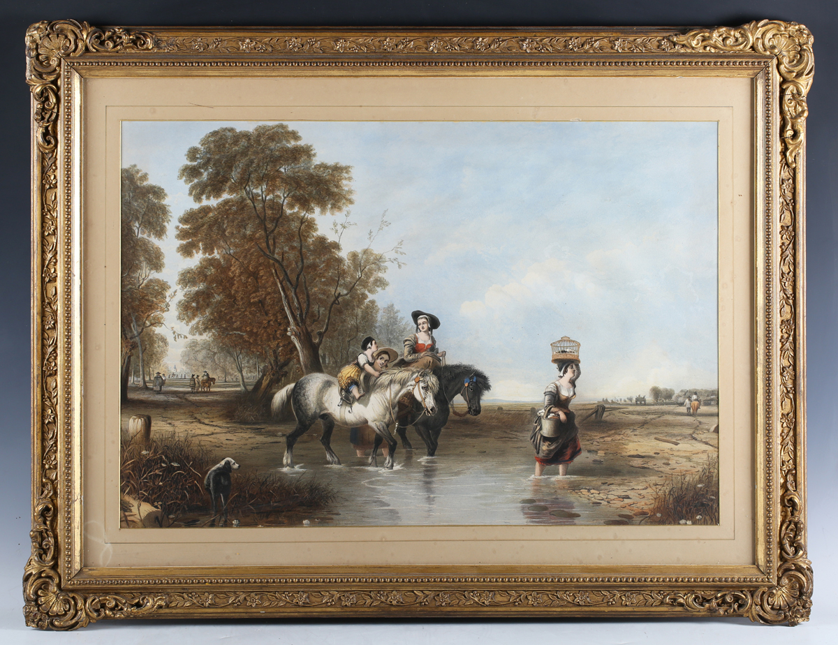 After Augustus Wall Callcott - Returning from Market (Crossing the Stream), 19th century - Image 15 of 15