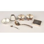 A small group of Danish and other Continental silver, comprising a white enamelled pepper by A.