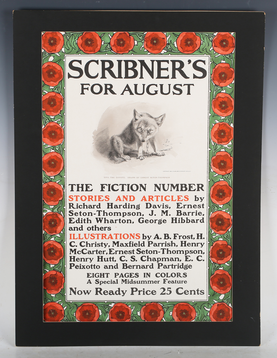 Ernest Thompson Seton - 'Scribner's For August', 19th century lithograph in colours, printed by