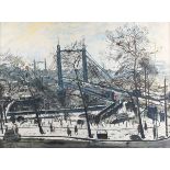 Carel Weight - Albert Bridge, lithograph in colours, printed by Chromoworks Ltd and published by