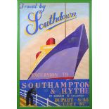 Eric Arthur Surfleet - 'Travel by Southdown Excursion to Southampton & Hythe by Coach & Steamer' (