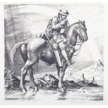 Stephen Gooden - First World War Soldier on Horseback, engraving on cream laid paper, signed and