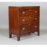 A George III mahogany chest of drawers with ebony stringing and ivory key escutcheons, height