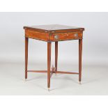 A late 20th century Edwardian style mahogany envelope card table with a crossbanded top and oak-