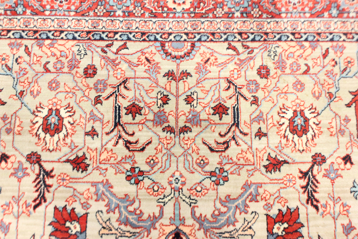 A Belgian 'Heriz' style carpet, late 20th century, the grey/green field with overall palmettes and - Image 6 of 7