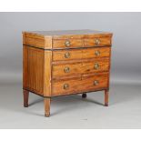 A mid-19th century Continental mahogany commode with overall tulipwood crossbanding and ebony