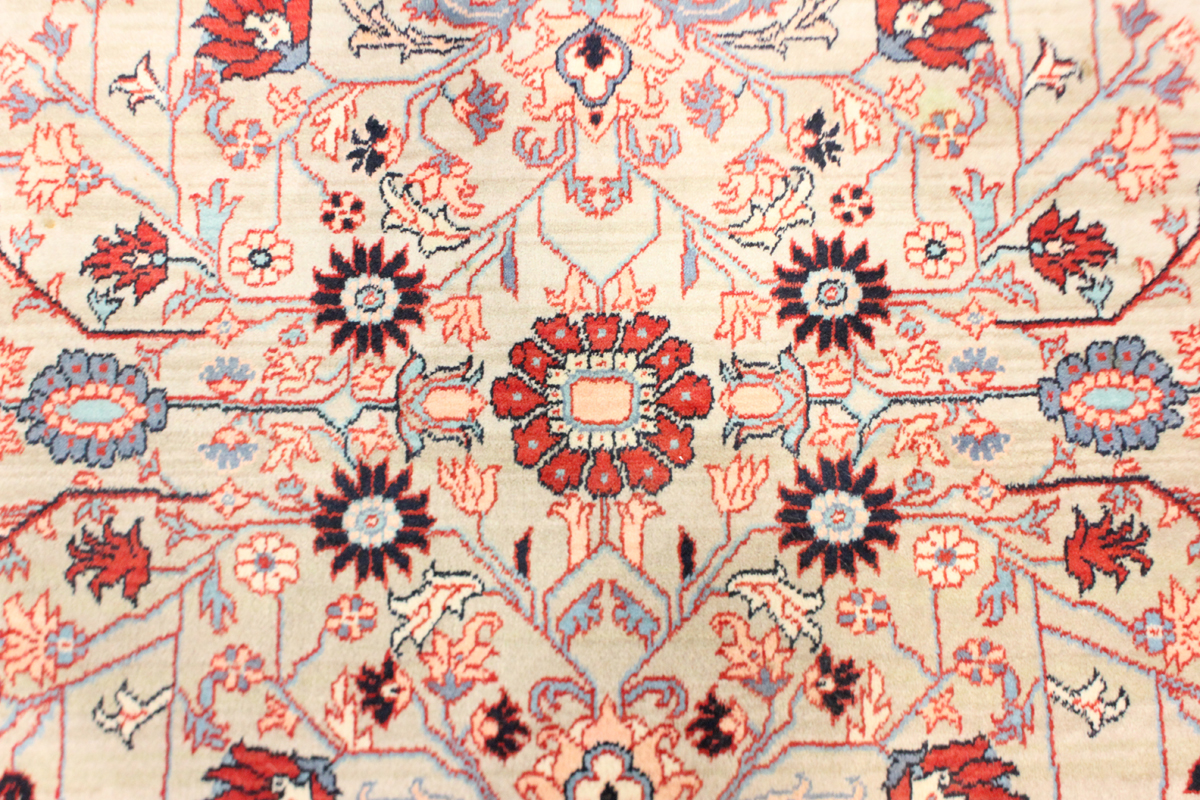 A Belgian 'Heriz' style carpet, late 20th century, the grey/green field with overall palmettes and - Image 7 of 7