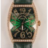 A Franck Muller Geneve Sunset 18ct rose gold and diamond set tonneau cased gentleman's wristwatch,