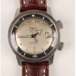 A Frey Plongeurs Automatic Super Compressor steel cased diver's wristwatch, circa 1966, with