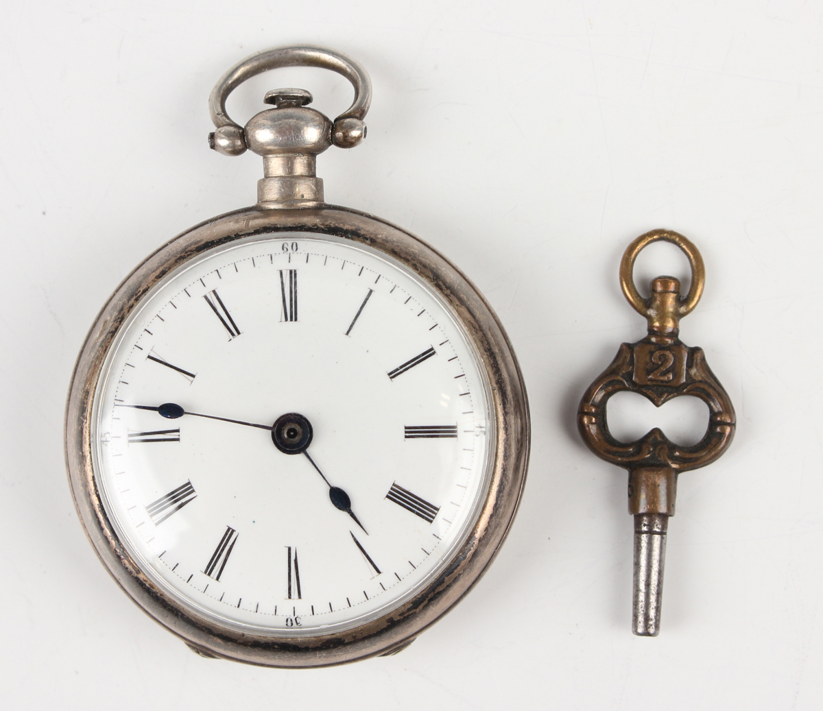 A Chinese market silver cased keywind open-faced fob watch, last quarter 19th century, the finely