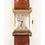 A Rolco 9ct gold rectangular cased gentleman's wristwatch with signed jewelled movement, the